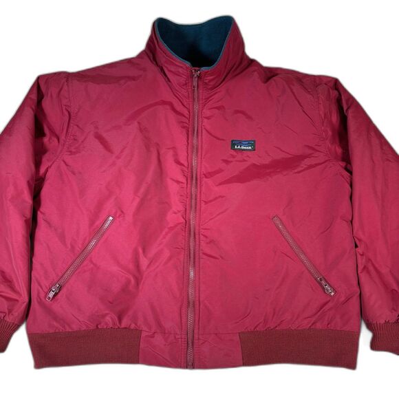 Vintage L.L.Bean Windbreaker Jacket Men’s XL Bomber Warm Up Red/ Green - Picture 1 of 10